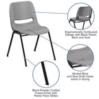 Lot de 4 chaises empilables ergonomiques avec coque, capacité de 399 kg