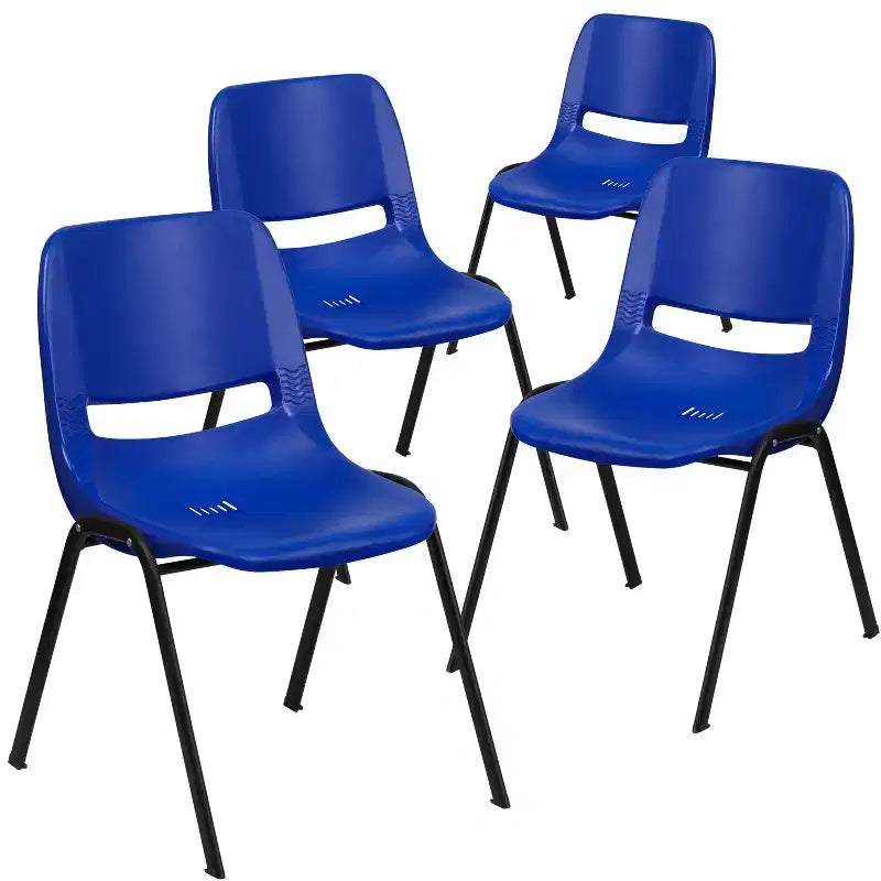 Lot de 4 chaises empilables ergonomiques avec coque, capacité de 399 kg