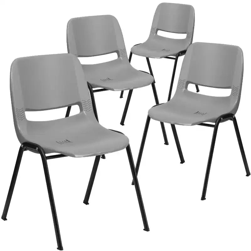 Lot de 4 chaises empilables ergonomiques avec coque, capacité de 399 kg