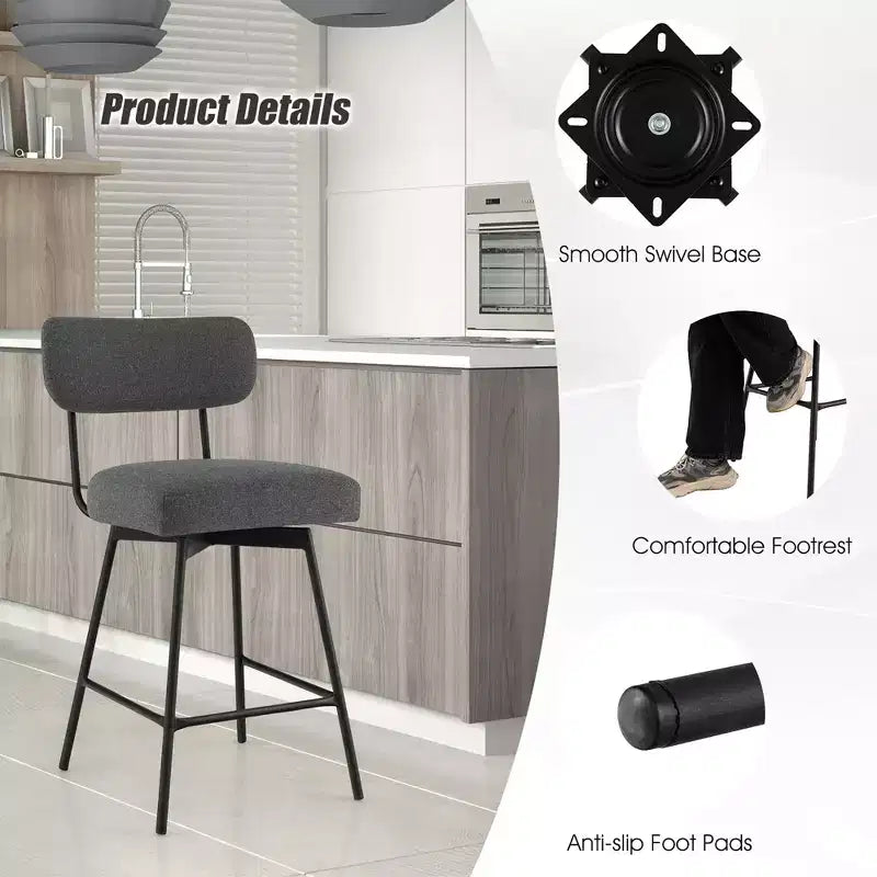 Tabouret de bar pivotant rembourré (lot de 4) de 63,5 cm