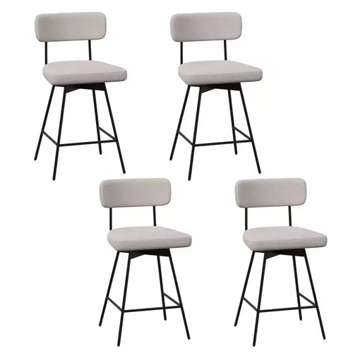 Costway 25 Upholstered Swivel Bar Stool Set of 4 with Padded Seat & Backrest Metal Frame Beige/Gray