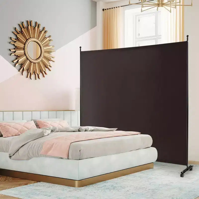 Paravent simple de 6 pieds avec roulettes, cloison en tissu à roulettes, écran d'intimité
