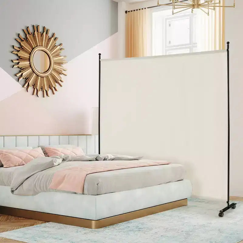 Paravent simple de 6 pieds avec roulettes, cloison en tissu à roulettes, écran d'intimité