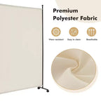 Paravent simple de 6 pieds avec roulettes, cloison en tissu à roulettes, écran d'intimité