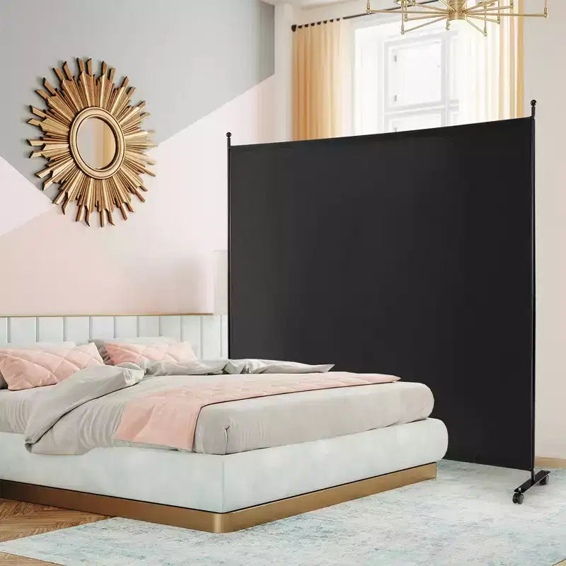 Paravent simple de 6 pieds avec roulettes, cloison en tissu à roulettes, écran d'intimité